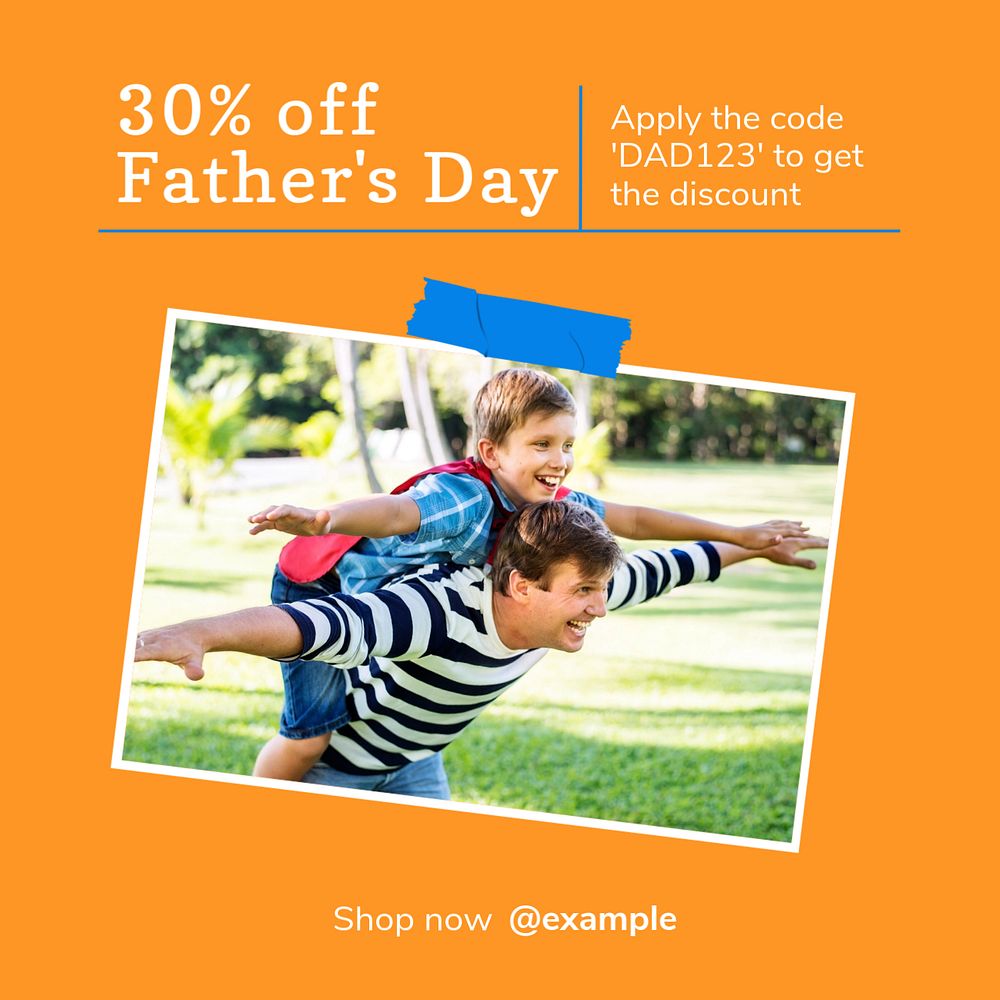 Father's day sale Instagram post template, editable text