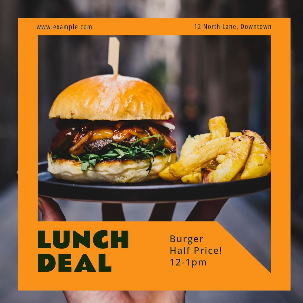 Lunch deal Instagram post template, editable text