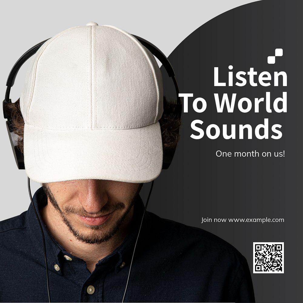 Music streaming Instagram post template, editable text