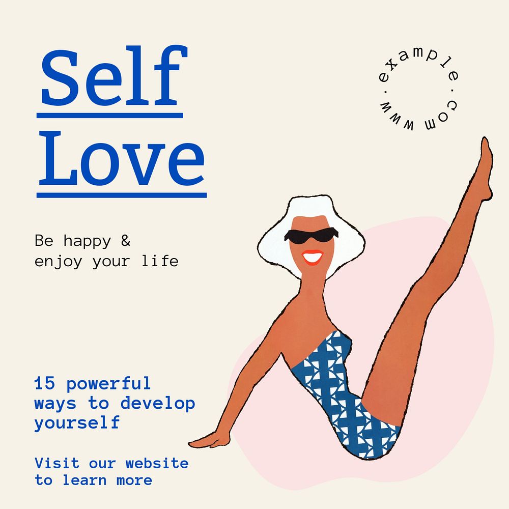 Self love Instagram post template, editable text