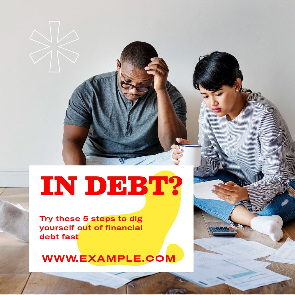 Debt Instagram post template, editable text