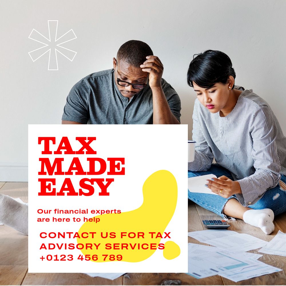 Tax counseling service Instagram post template, editable text