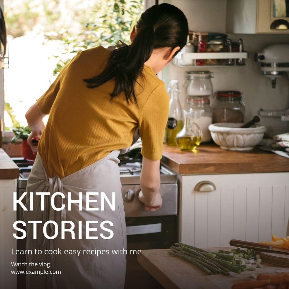 Kitchen stories Instagram post template, editable text