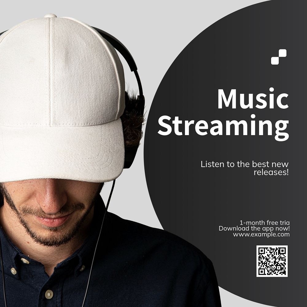 Music streaming Instagram post template, editable text