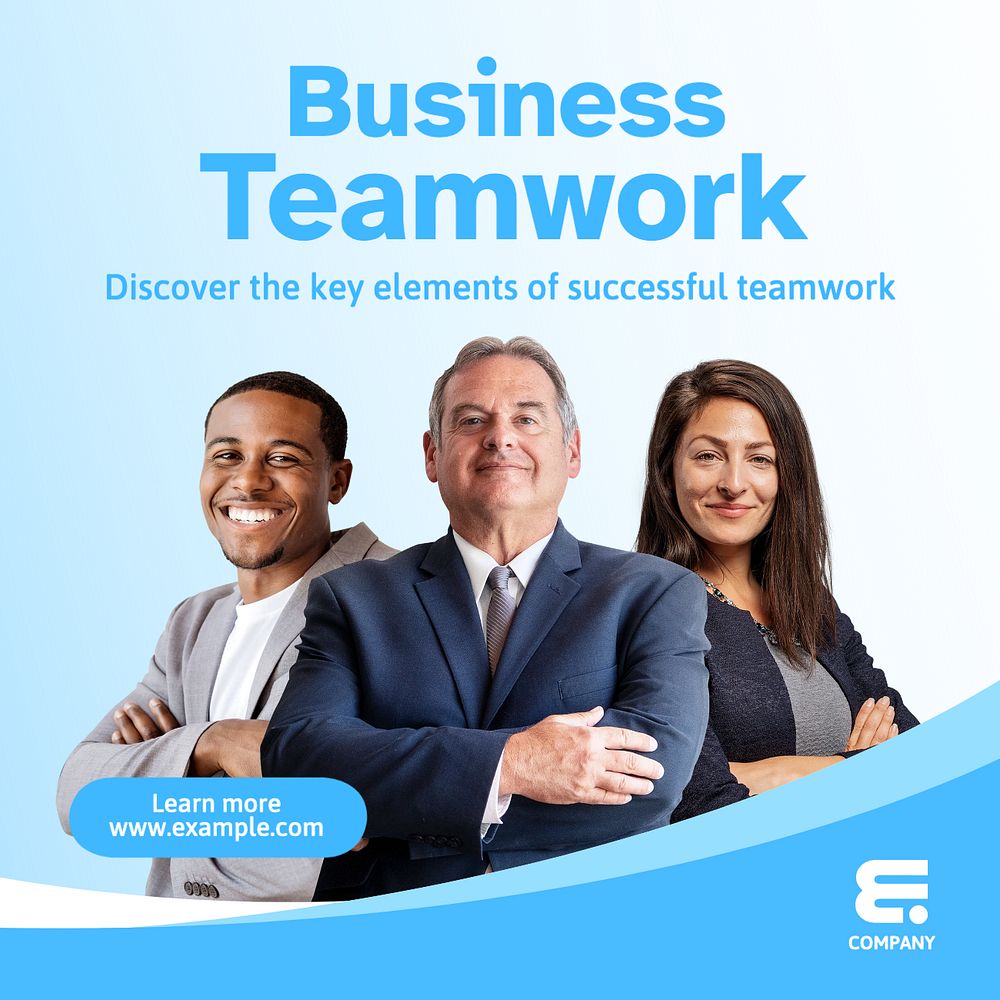 Business teamwork Instagram post template, editable text