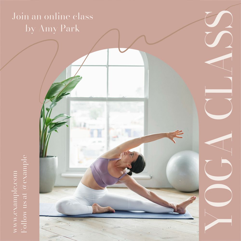 Yoga class advertisement Instagram post template, editable text