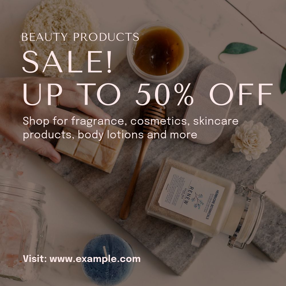 Beauty product sale Instagram post template, editable text