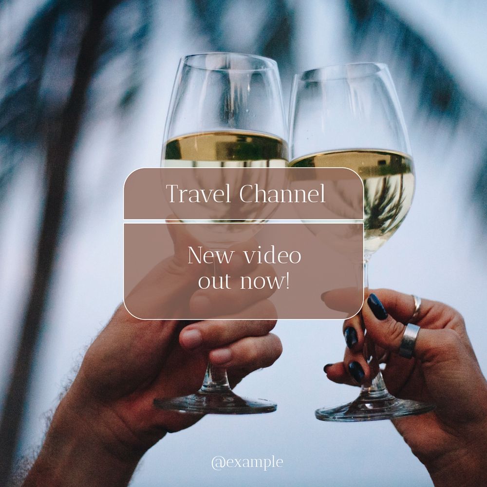 Travel channel Instagram post template, editable text