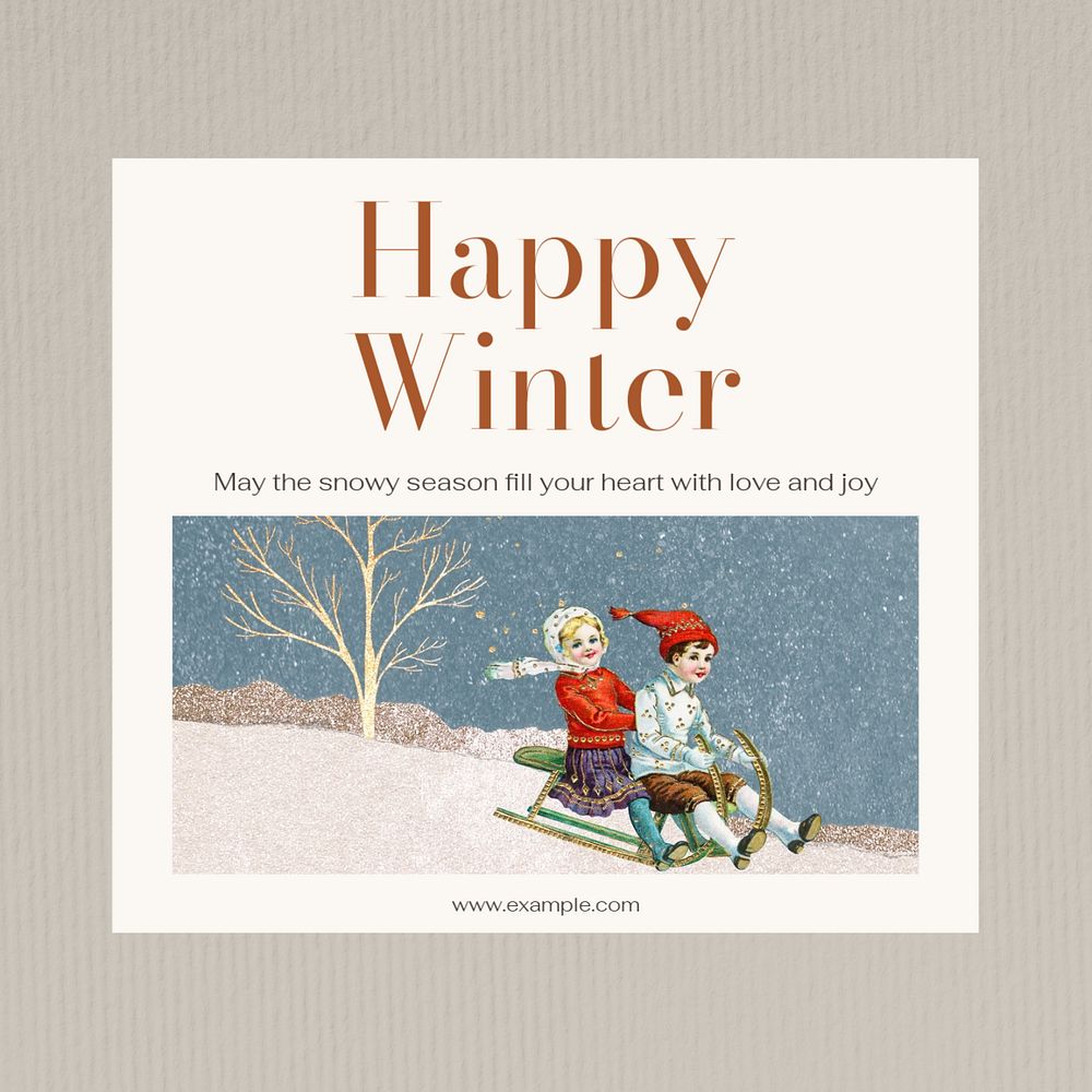 Happy winter Instagram post template, editable text