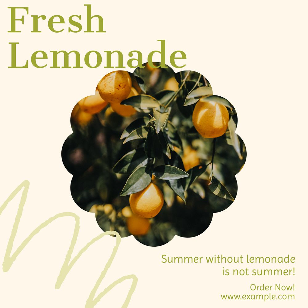 Fresh lemonade Instagram post template, editable text