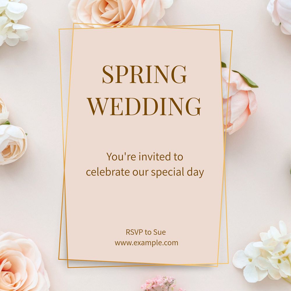 Spring Wedding  Instagram post template, editable text