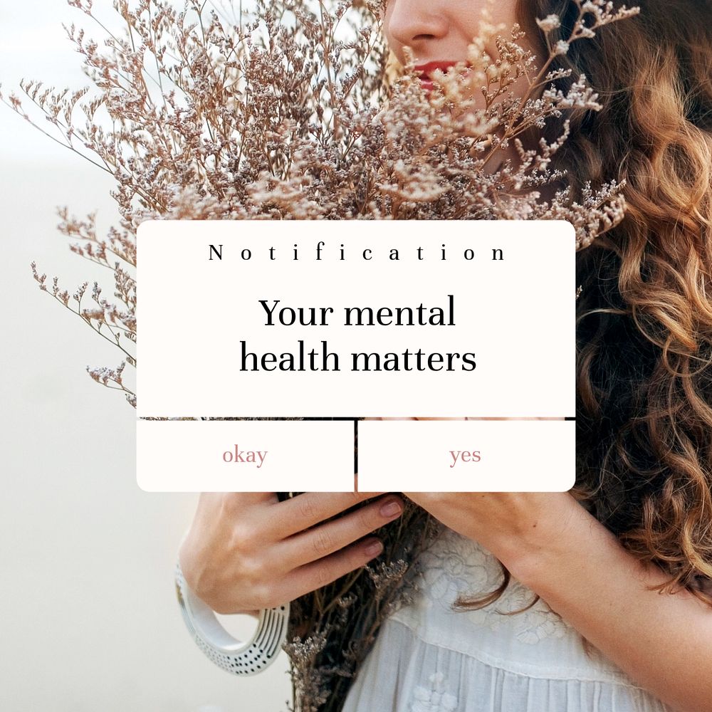 Mental health Instagram post template, editable text