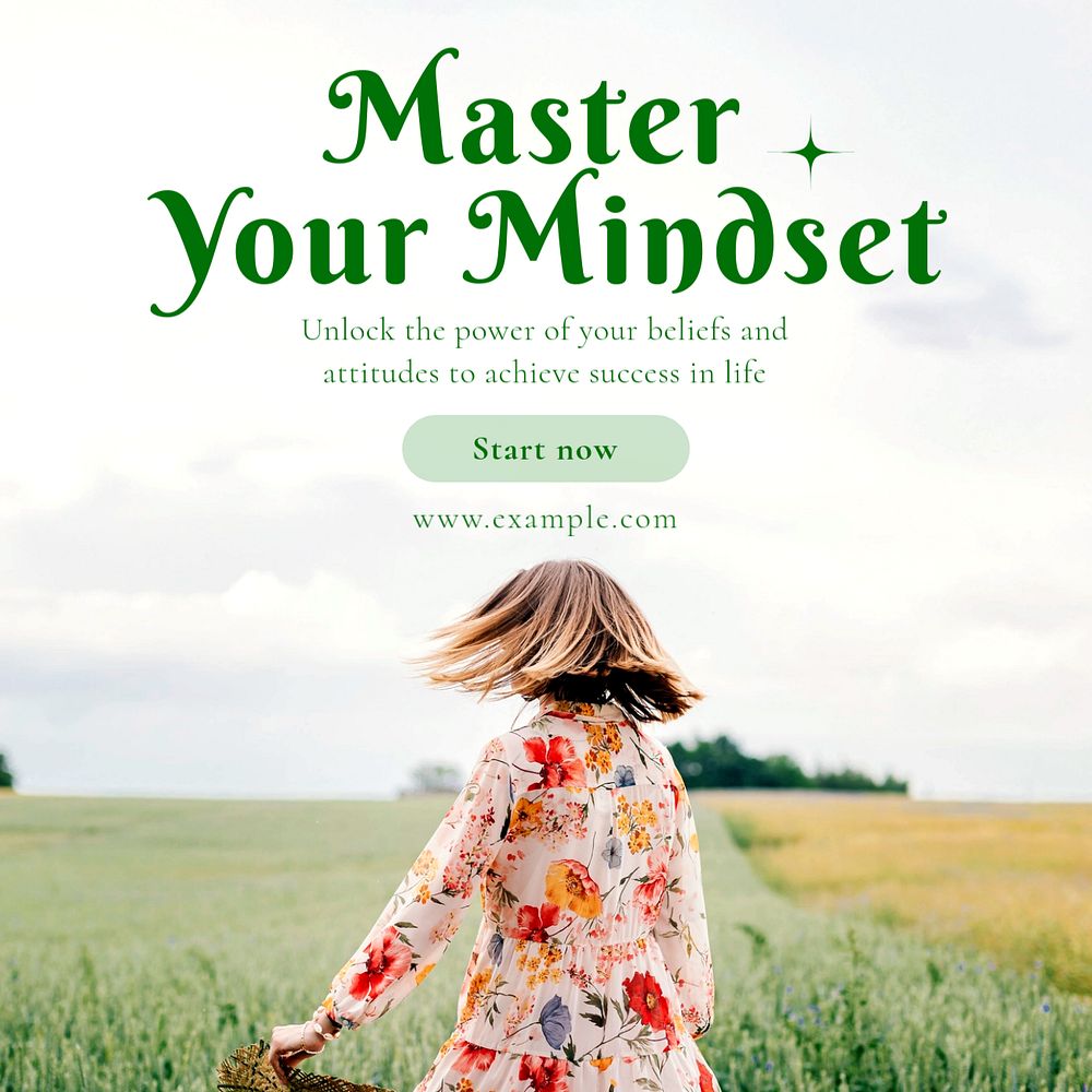 Master your mindset Instagram post template, editable text