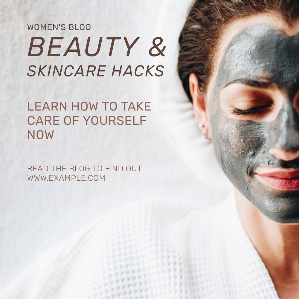 Beauty & skincare hacks Instagram post template, editable text