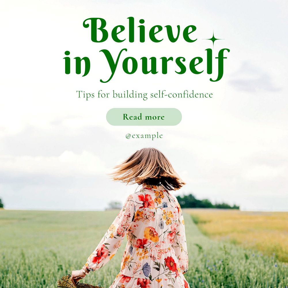 Believe in yourself Instagram post template, editable text