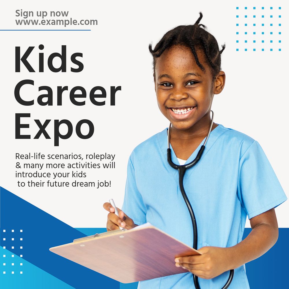 Kids career expo Instagram post template, editable text