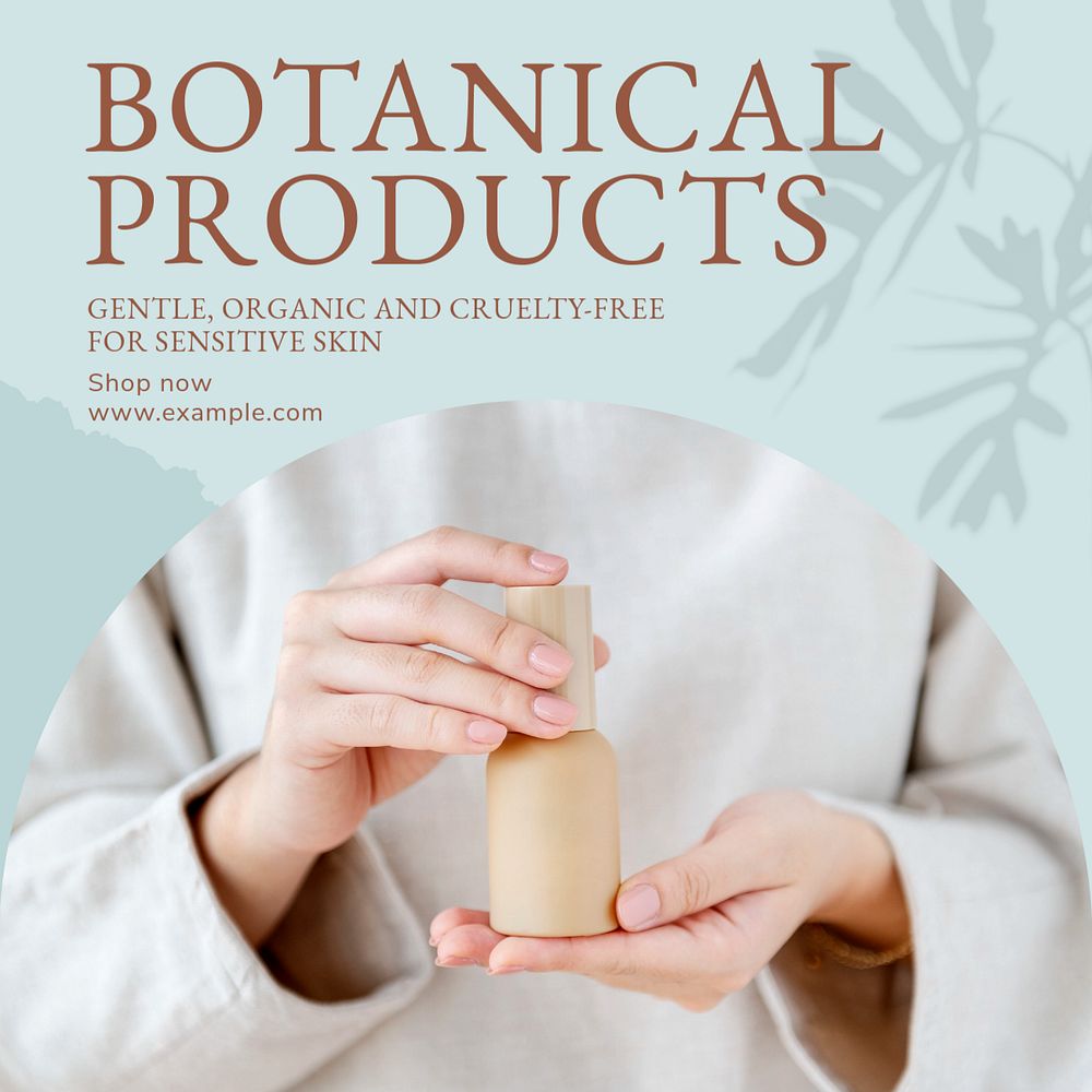 Botanical products Instagram post template, editable text