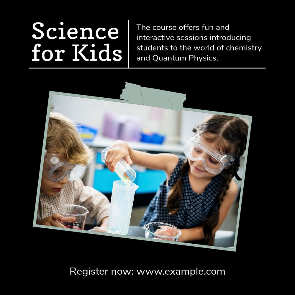 Kids science class Instagram post template, editable text