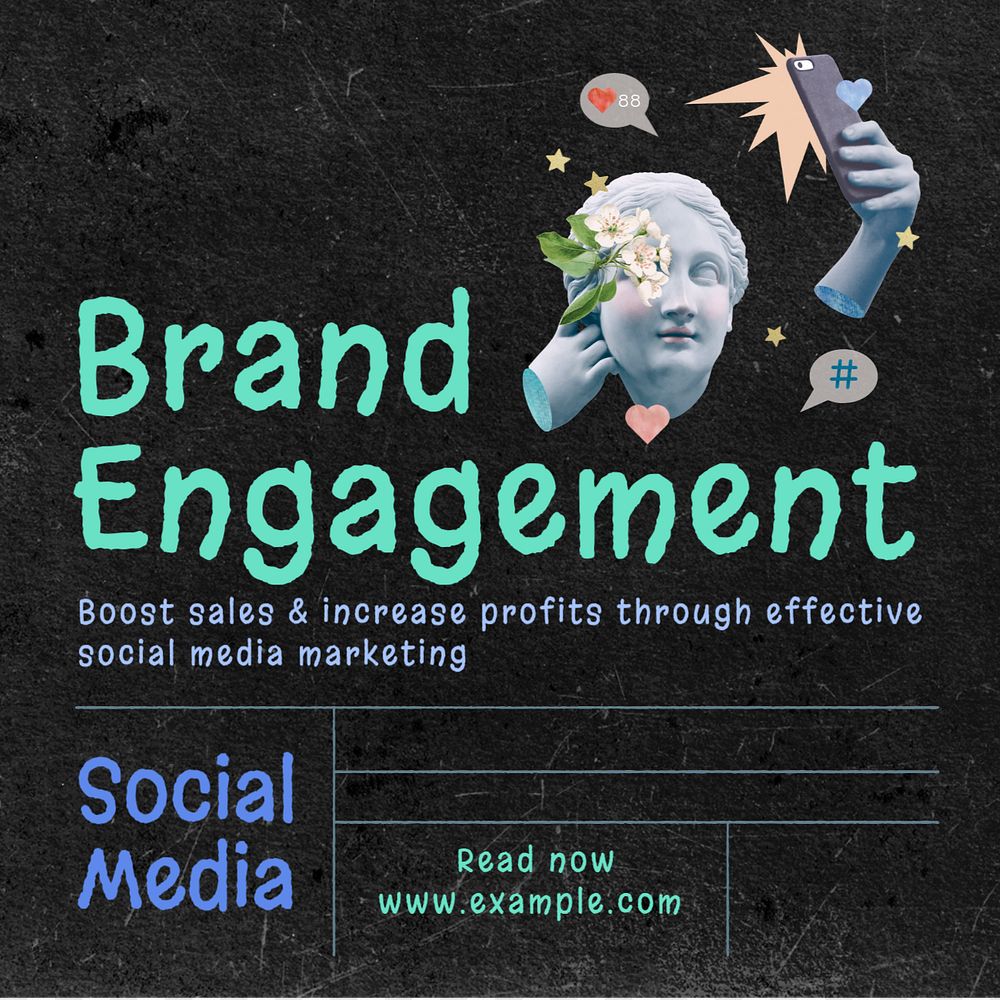 Brand engagement Instagram post template, editable text