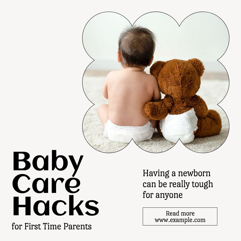 Baby care hacks Instagram post template, editable text