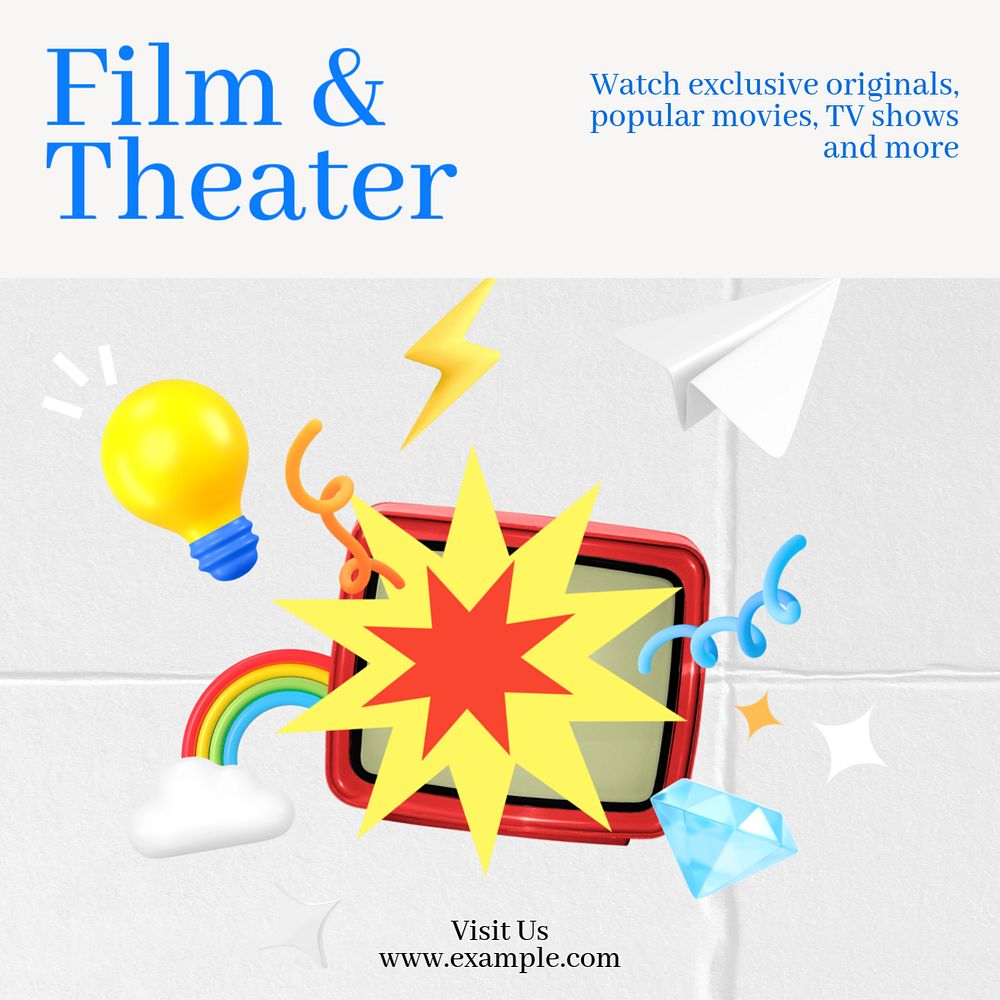 Film & theater Instagram post template, editable text