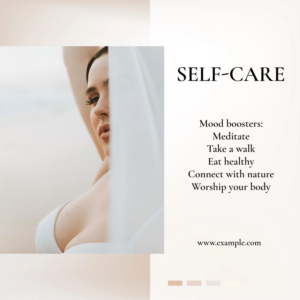 Self-care Instagram post template, editable text