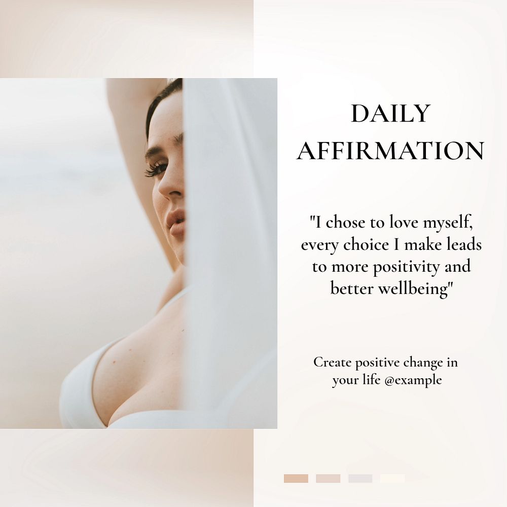 Daily affirmation Instagram post template, editable text