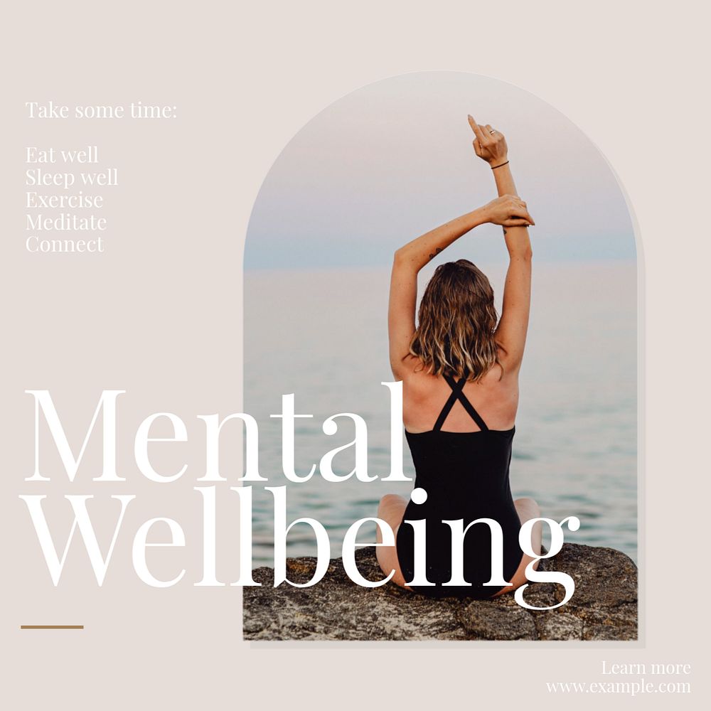 Mental wellbeing Instagram post template, editable text