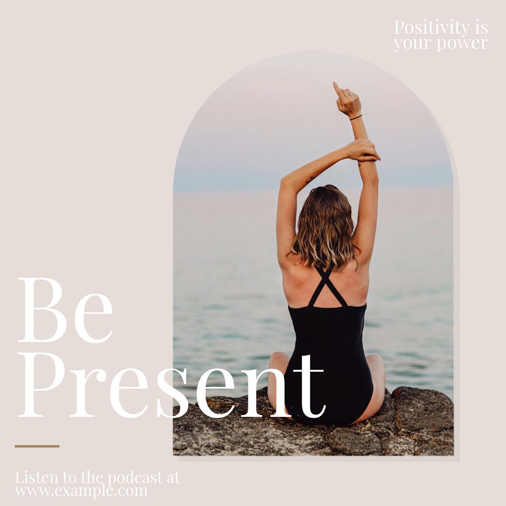 Be present Instagram post template, editable text