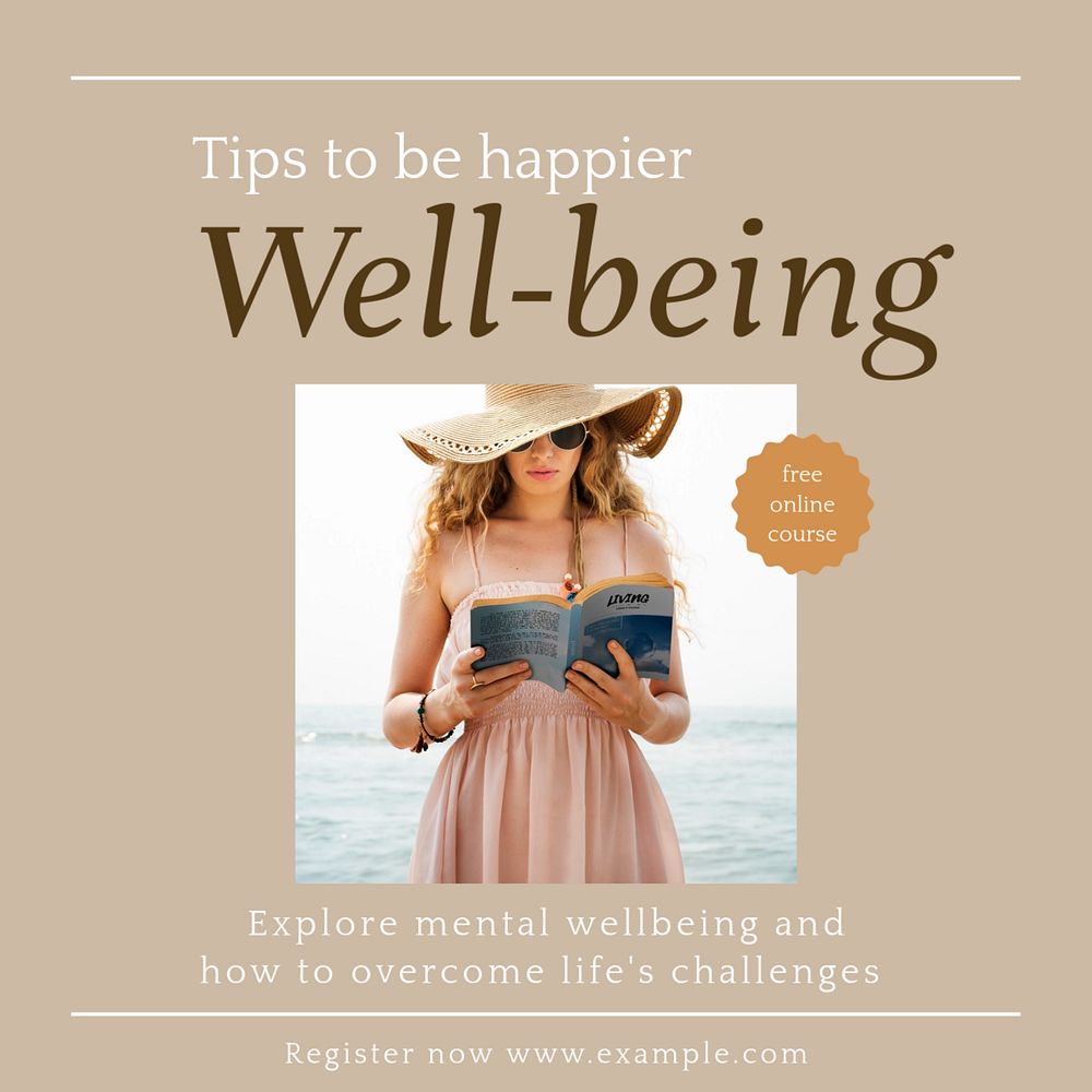 Well-being Instagram post template, editable text