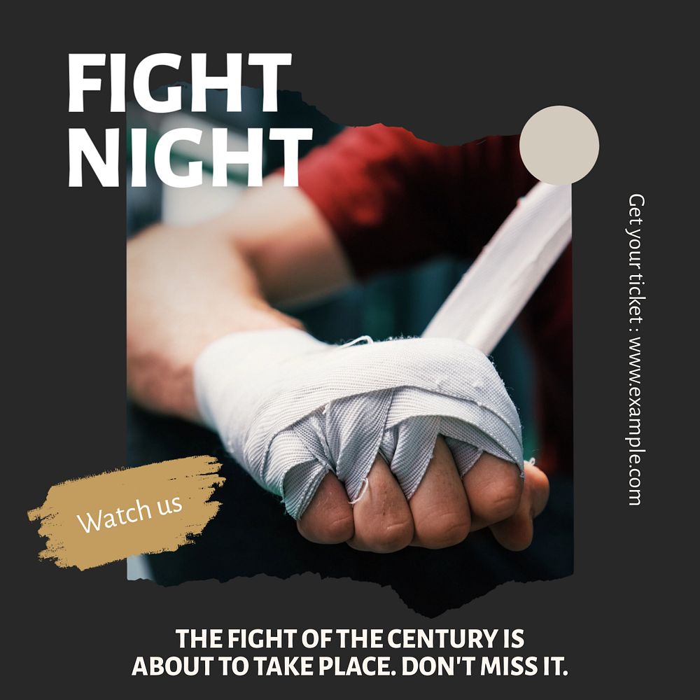 Fight night Instagram post template, editable text