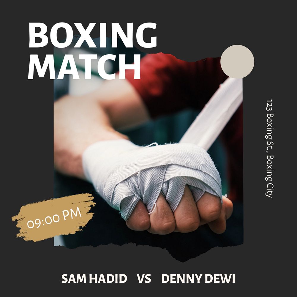 Boxing match Instagram post template, editable text