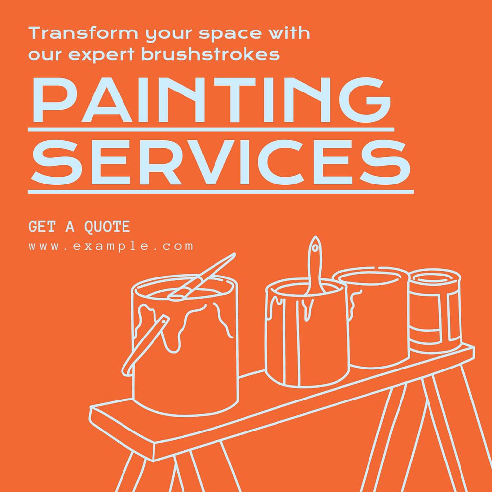 Painting service Instagram post template, editable text