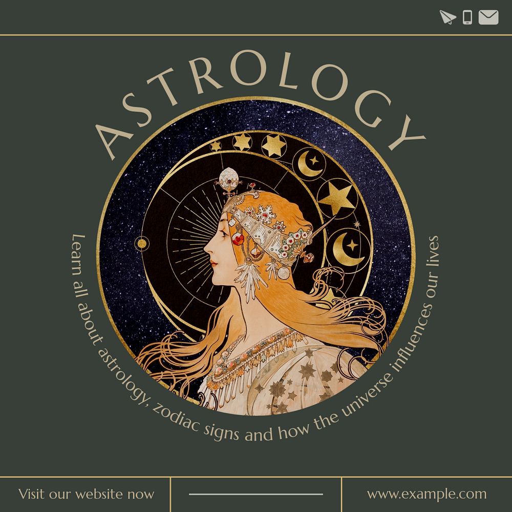 Astrology Instagram post template, editable text