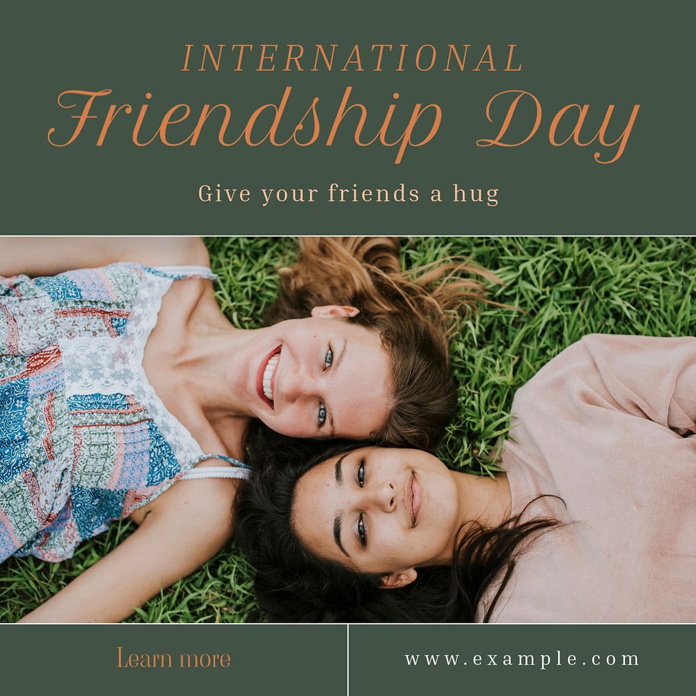 International friendship day Instagram post template, editable text