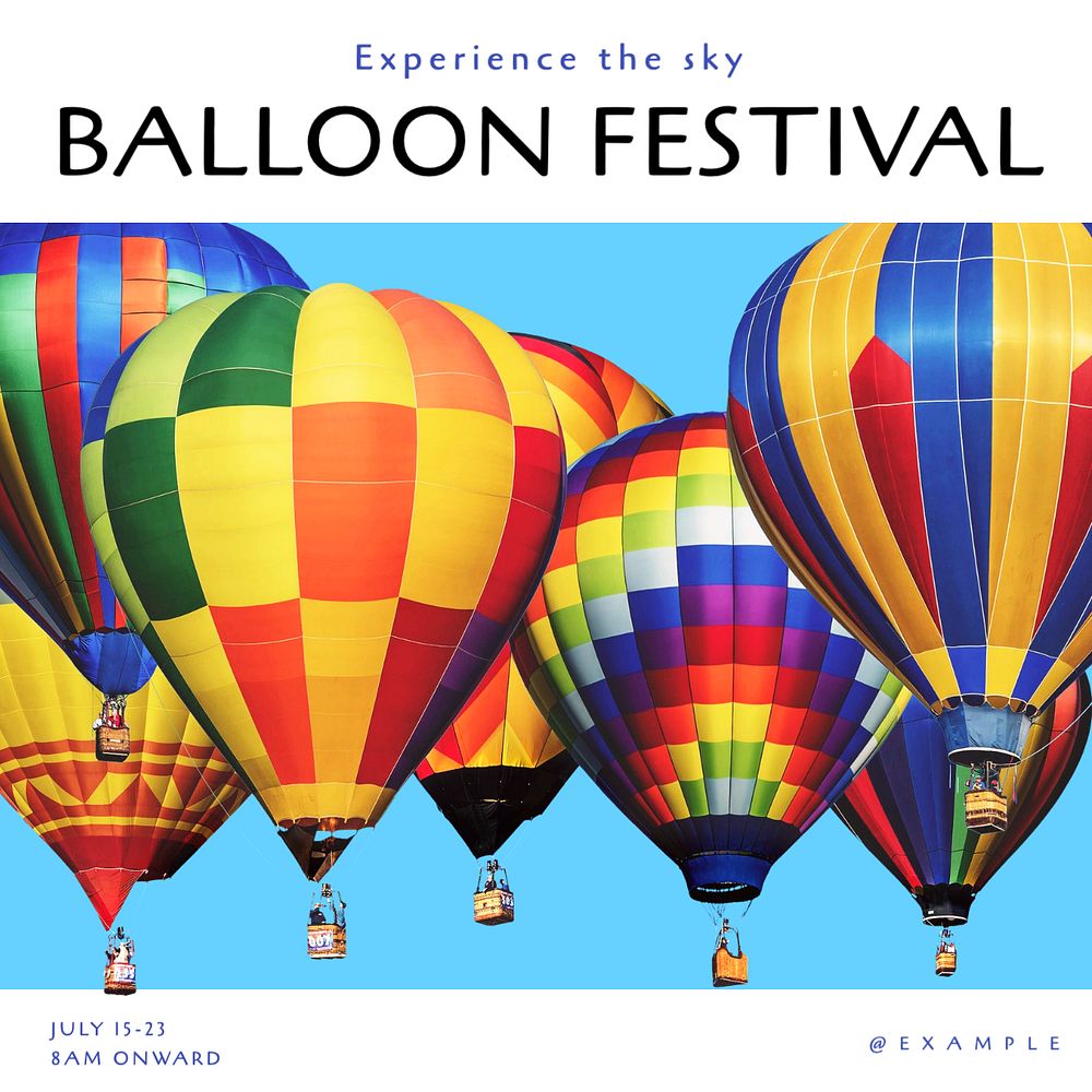 Balloon festival Instagram post template, editable text