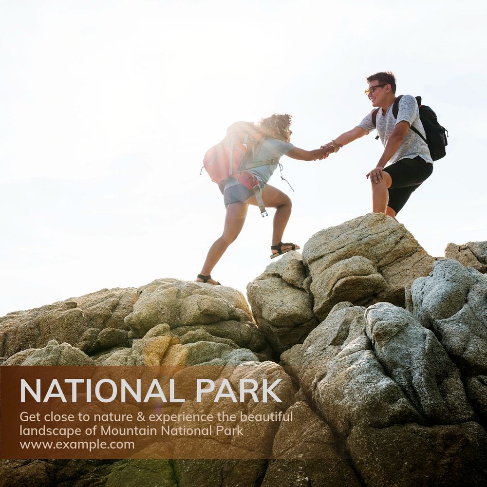 National park Instagram post template, editable text