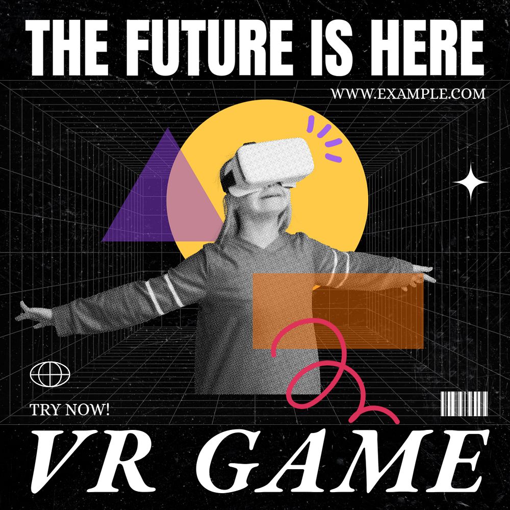 VR game Instagram post template, editable text