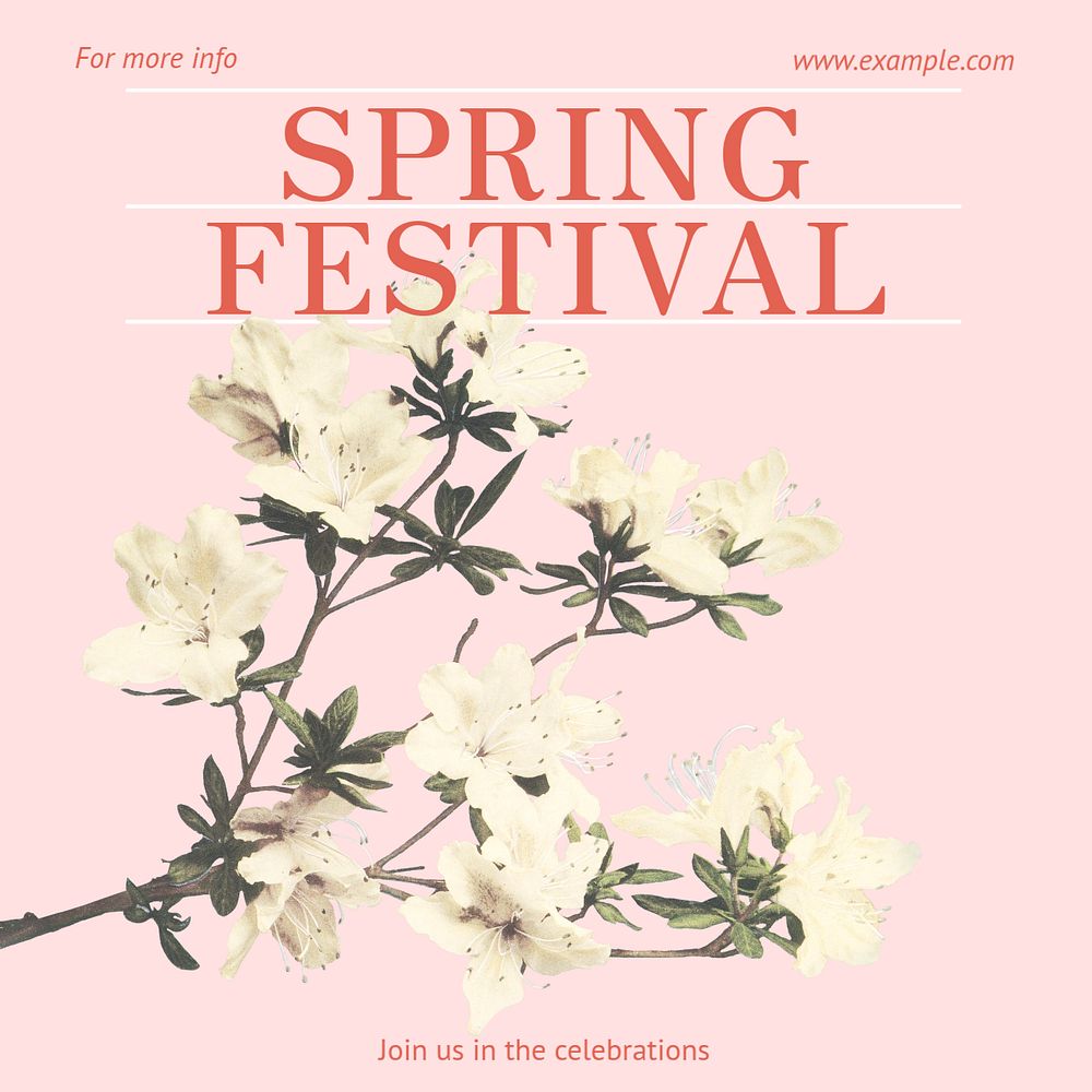 Spring festival Instagram post template, editable text