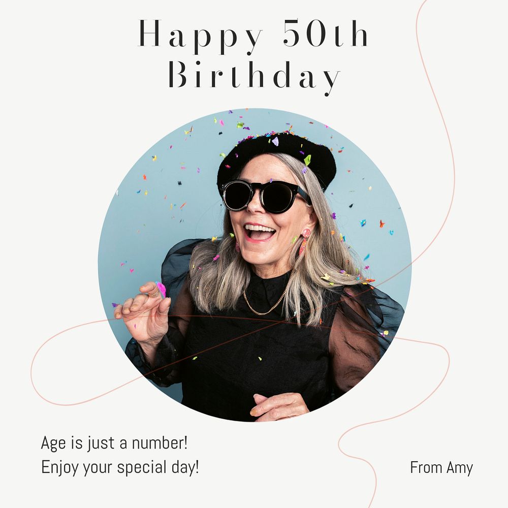 Happy birthday Instagram post template, editable text