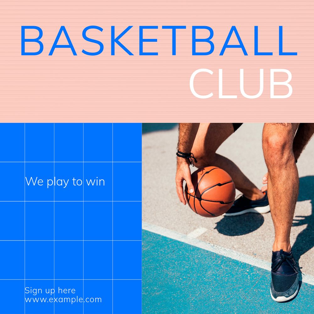 Basketball club Instagram post template, editable text