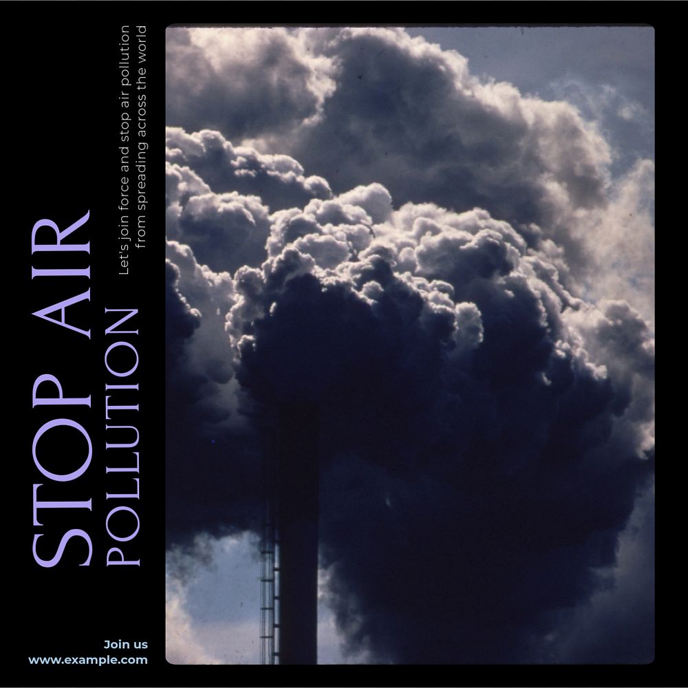 Stop air pollution Instagram post template, editable text