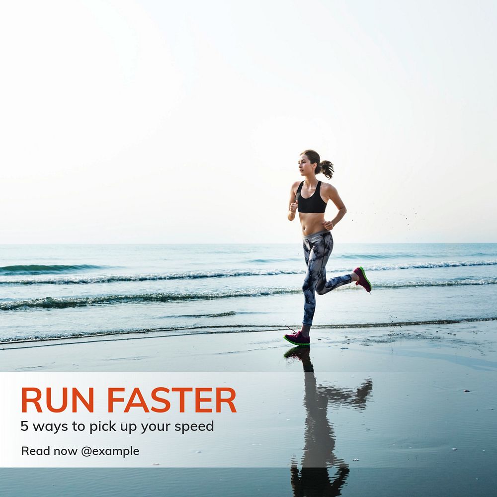 Run faster Instagram post template, editable text