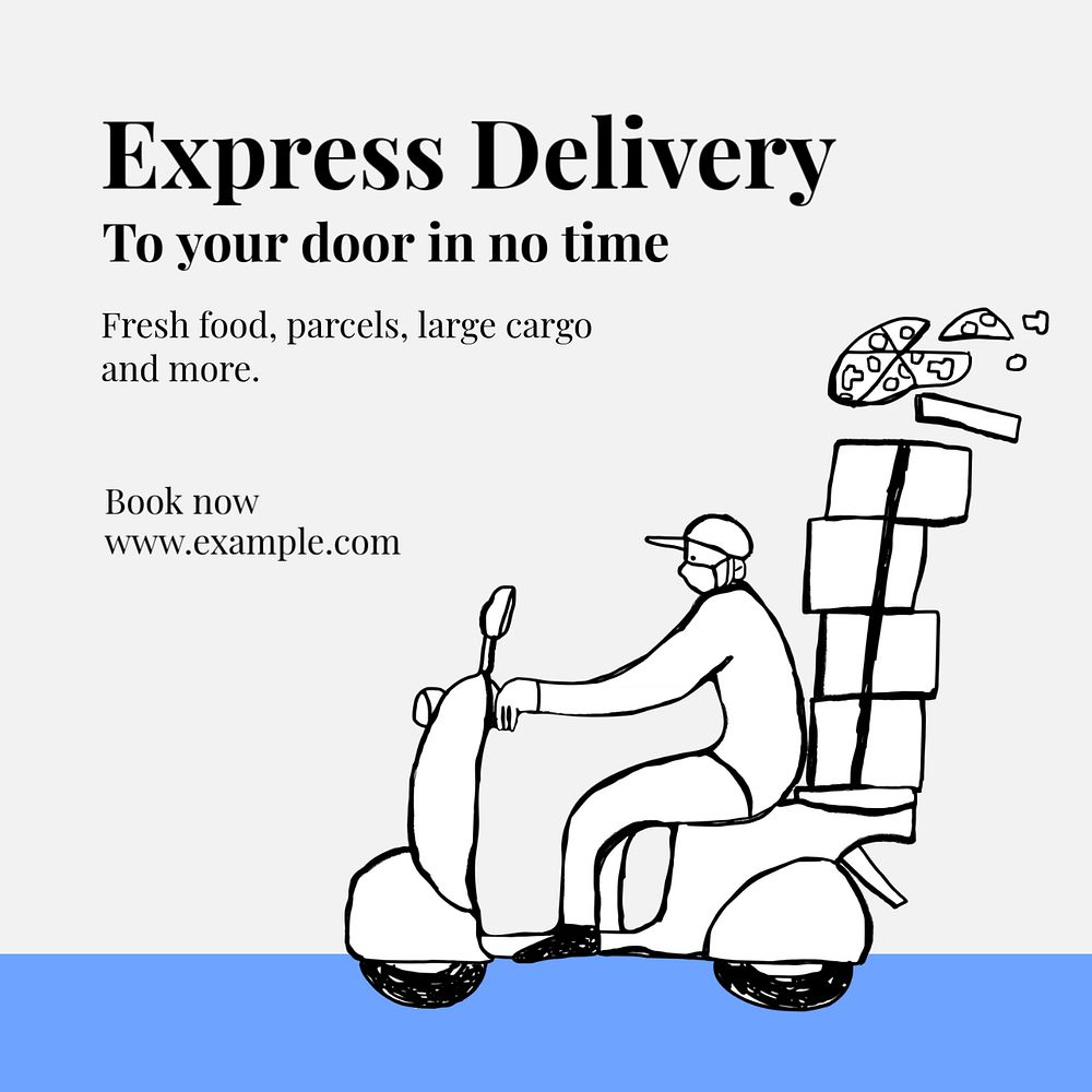 Express delivery Instagram post template, editable text