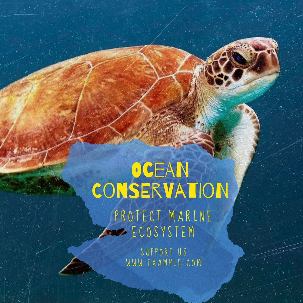 Ocean conservation Instagram post template, editable text