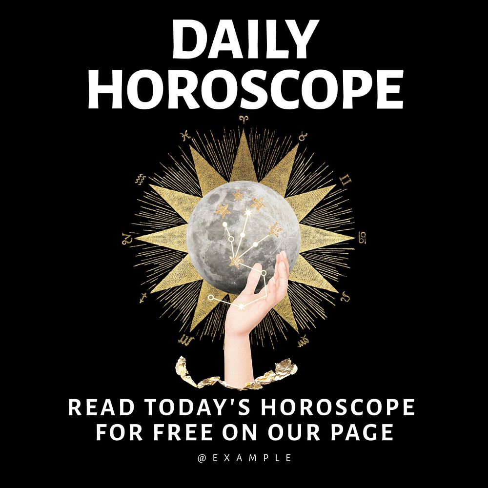 Daily horoscope Instagram post template, editable text