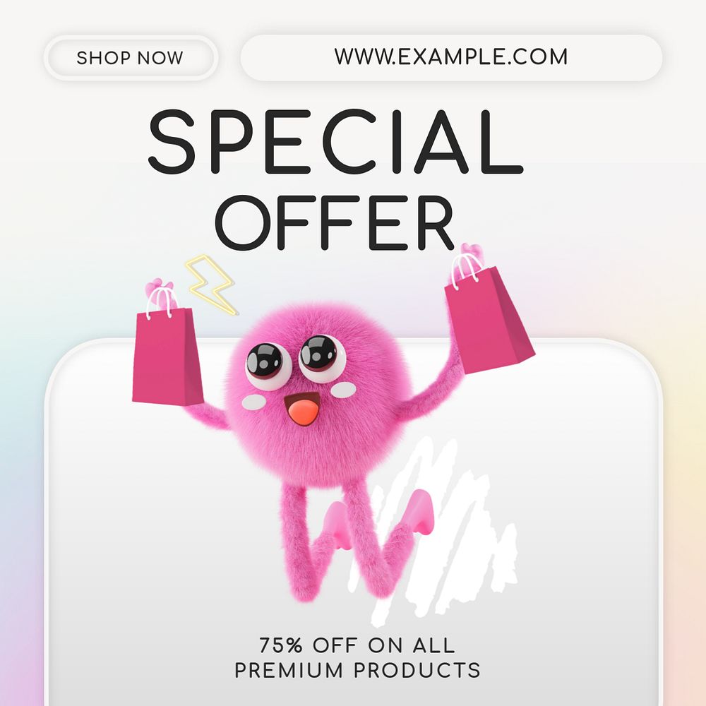 Special offer Instagram post template, editable text