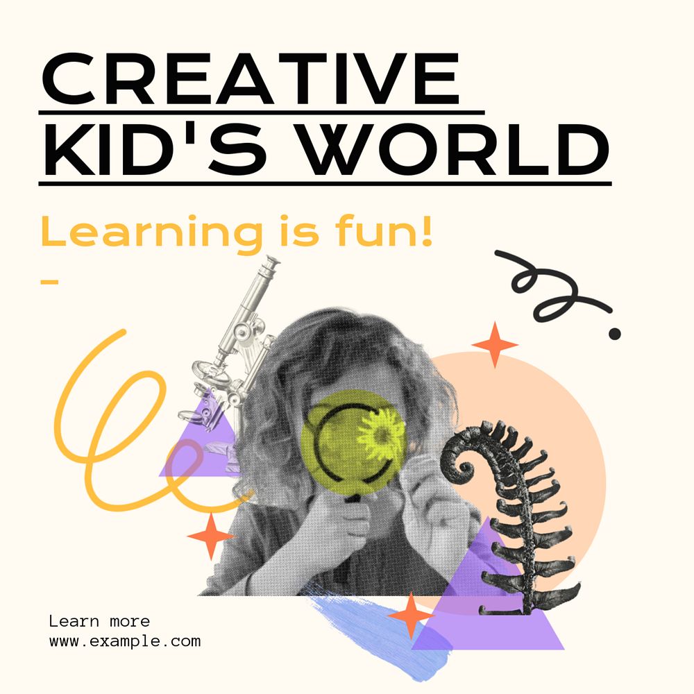 Creative kid Instagram post template, editable design