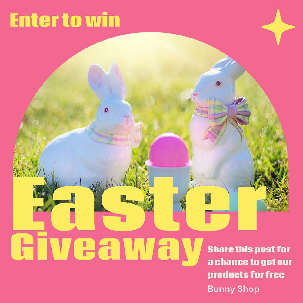 Easter giveaway Instagram post template, editable text