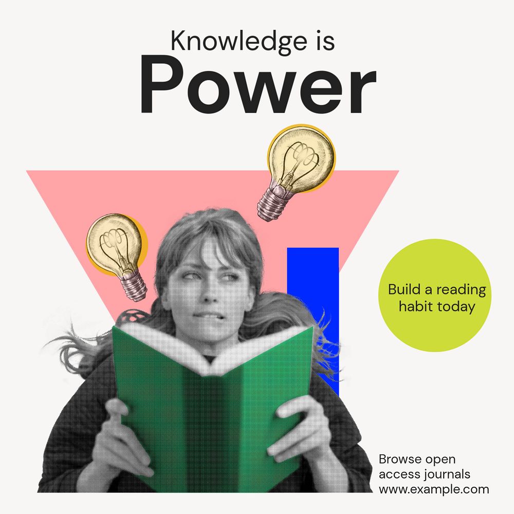 Knowledge is power Instagram post template, editable text